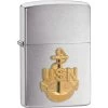 Zippo 10510 Navy Anchor Emblem Zippo Lighter With Brushed Chrome Finish