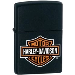 Zippo 14252 Harley Davidson Bar & Shield Logo Zippo Lighter With Matte Black Finish