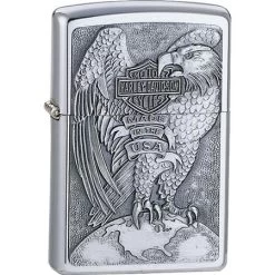 Zippo 14231 Harley Davidson Zippo Lighter With Brushed Chrome Finish