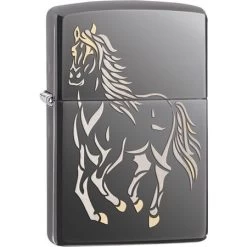Zippo 28645 Running Horse Black Ice Lighter With An Unconditional Lifetime Guarantee