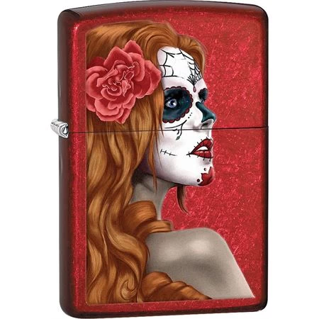 Zippo 28830 Day Of Dead Girl Candy Apple Red Finish Lighter 3 Zippo 28830 Day Of Dead Girl Candy Apple Red Finish Lighter