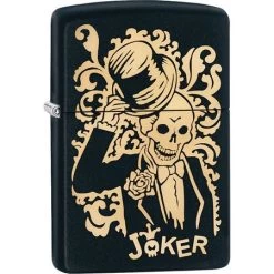 Zippo 02233 Skull Joker Lighter With Black Matte Finish