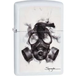 Zippo 02740 Spazuk Gas Mask And Bird Lighter With White Matte Finish