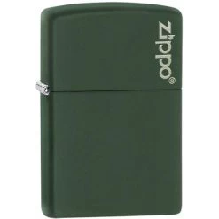 Zippo 11347 Zippo Logo Matte Green Lighter With Green Matte Finish