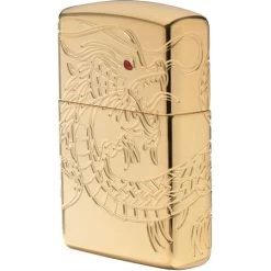 Zippo 11797 Armor Asian Dragon Lighter With High Polish Gold Plate Construction