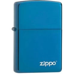 Zippo 19005 High Polish Blue Logo Lighter With High Polish Blue Finish