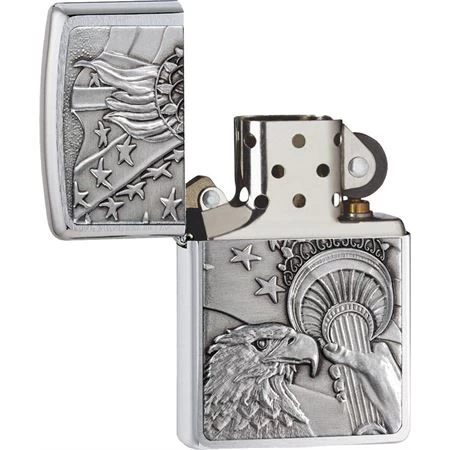 Zippo 20895 Patriotic Eagle Lighter With Brushed Chrome Construction 3 Zippo 20895 Patriotic Eagle Lighter With Brushed Chrome Construction