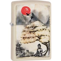 Zippo 08776 1.44 X 2 1/4 Inch Cream Pagoda Bonsai Buddha Lighter