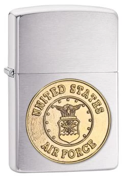 Air Force Crest Emblem Brushed Chrome Zippo Lighter - ID# 280AFC