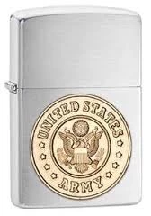 Army Emblem Brushed Chrome Zippo Lighter - ID# 280ARM