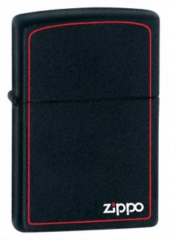 Black Matte With Zippo & Border Zippo Lighter - ID# 218ZB