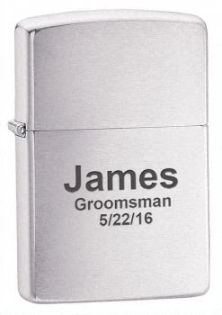 Brushed Chrome Engraved Zippo Lighter - Free Engraving - ID# 200