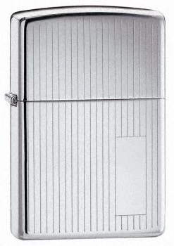 Engine Turned High Polish Chrome Engravable Zippo Lighter