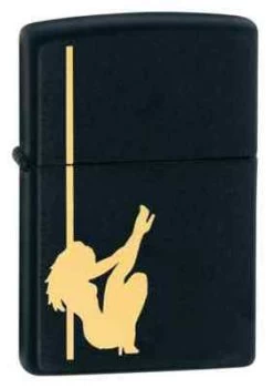 Girl On Pole Black Matte Zippo Lighter - ID# 24892