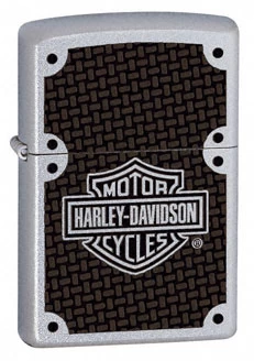 Harley Davidson Carbon Fiber Satin Chrome Zippo Lighter - ID# 24025