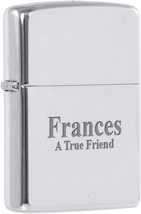 High Polish Chrome Engraved Zippo Lighter - ID# 250 3 High Polish Chrome Engraved Zippo Lighter - ID# 250