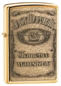 Jack Daniel S Label Brass Emblem High Polish Brass Zippo Lighter - ID# 254bjd-428