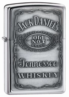 Jack Daniel S Pewter Label Emblem High Polish Chrome Zippo Lighter - ID# 250JD-427