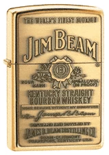 Jim Beam Brass Emblem High Polish Chrome Zippo Lighter - ID# 254jb-929