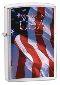 Made In USA Brushed Chrome Zippo Lighter - ID# 24797