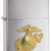 Marines Emblem Brushed Chrome Zippo Lighter - Free Engraving - ID# 280MAR -Sale Online Zippo marines emblem brushed chrome zippo lighter 40