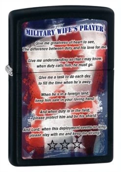 Military Wife S Prayer Black Matte Zippo Lighter - ID# 28315