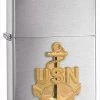 Navy Anchor Emblem Brushed Chrome Zippo Lighter - ID# 28` 2 Navy Anchor Emblem Brushed Chrome Zippo Lighter - ID# 28` -Sale Online Zippo navy anchor emblem brushed chrome zippo lighter 40