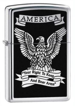 Right To Bear Arms High Polish Chrome Zippo Lighter - ID# 28290