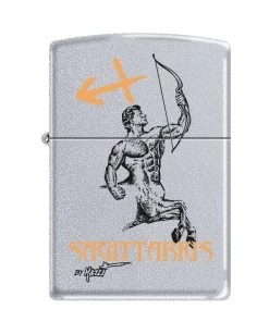 Sagittarius Astrological Sign Satin Chrome Zippo Lighter - ID# 64647