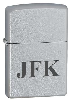 Satin Chrome Engraved Zippo Lighter - ID# 205