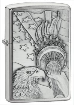 Something Patriotic Emblem Brushed Chrome Zippo Lighter - ID# 20895
