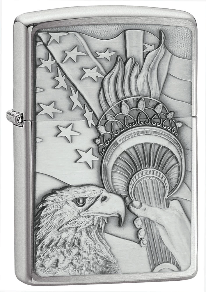 Something Patriotic Emblem Brushed Chrome Zippo Lighter - ID# 20895 3 Something Patriotic Emblem Brushed Chrome Zippo Lighter - ID# 20895