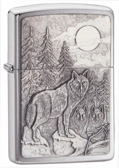 Timberwolves Emblem Brushed Chrome Zippo Lighter - ID# 20855