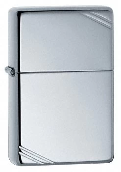 Vintage With Slashes Polished Chrome Zippo Lighter - ID# 260