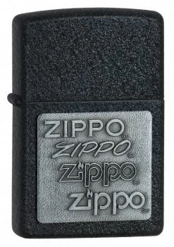 Zippo Pewter Emblem Black Crackle Zippo Lighter - ID# 363