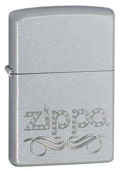 Zippo Scroll Satin Chrome Zippo Lighter - ID# 24335