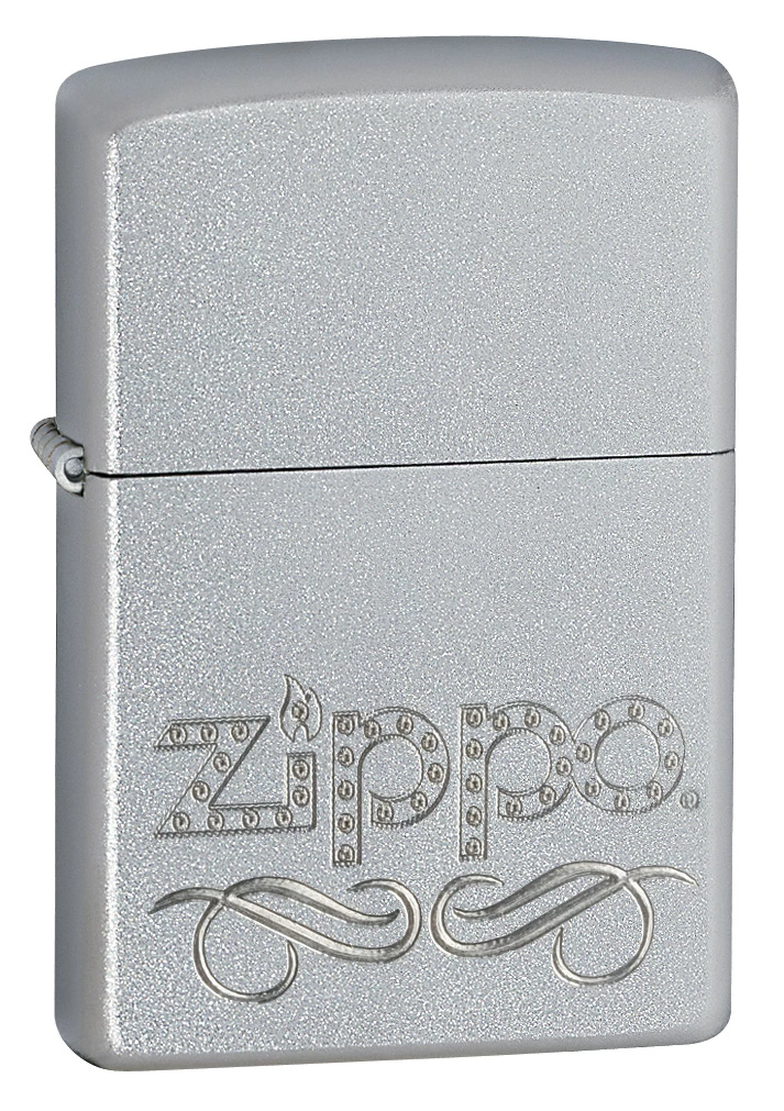Zippo Scroll Satin Chrome Zippo Lighter - ID# 24335 3 Zippo Scroll Satin Chrome Zippo Lighter - ID# 24335